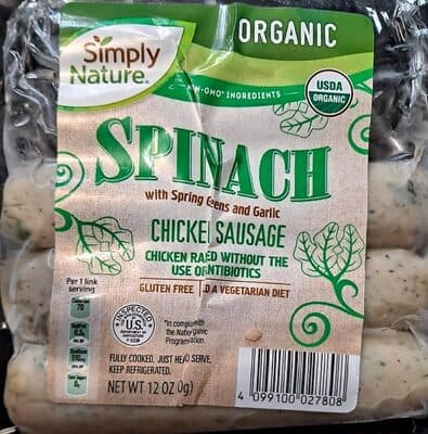 Spinach chicken sausage