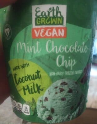 Mint chocolate chip non-dairy frozen dessert