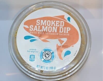 Smoked salmon dip made with imitation salmon
