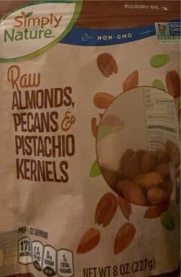 Raw almonds, pecans, and pistachio kernels