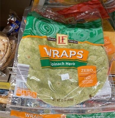 Wraps spinach herbs