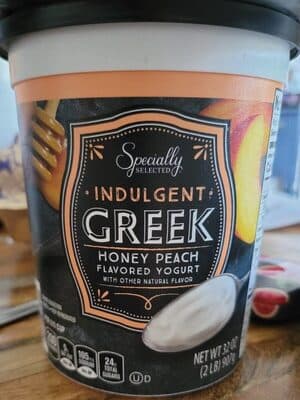 Greek Honey peach flavored yogurt