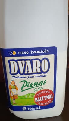 Pienas DVARO 2.5% Rieb. Pasterizuotas