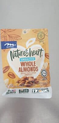 Nature's heart unsalted whole almonds