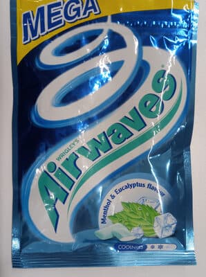 Menthol and eucalyptus flavoured sugarfree chewing gum