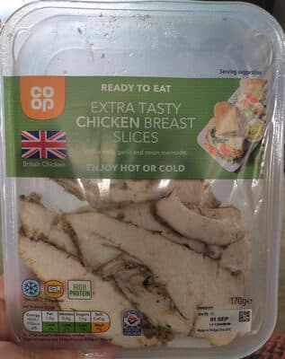 chicken breast slices with a herb, garlic and onion marinade