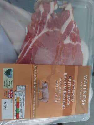 Smoked British Back Bacon Rashers With Maple Syrup