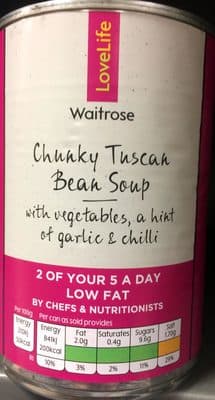 Chunky Tuscan Bean Soups With Vegetables, A Hint Of Garlic & Chilli
