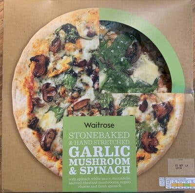 Garlic mushroom & spinach pizza