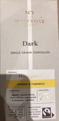 Dark 75% madagascar ginger & turmeric