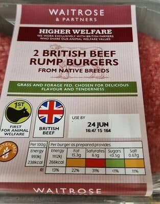 British Beef Rump Burgers