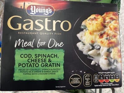 Cod, Spinach, Cheese & Potato Gratin