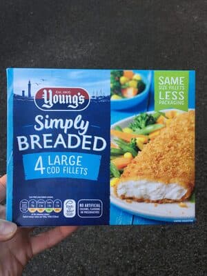 Simply breaded large cod fillets