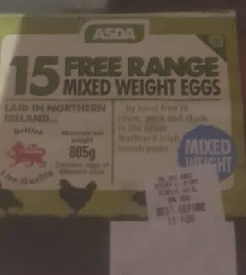 Asda free Range mixed weight Eggs