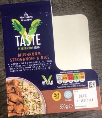 Mushroom stroganoff & rice