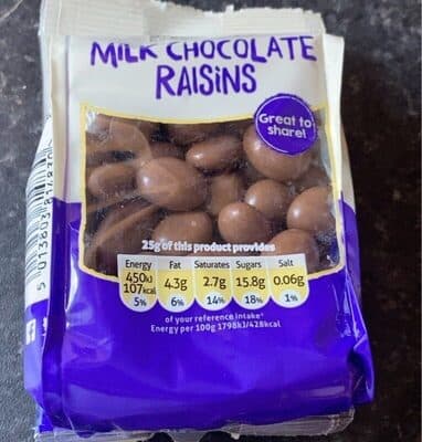 Milk chocolate raisins