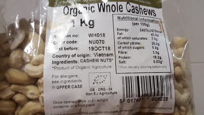 Organic Whole Cashews
