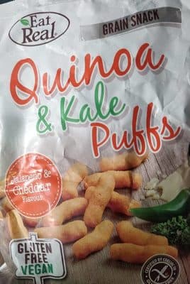 Quinoa and Kale Puffs, Jalapeno and Cheddar corn puffs