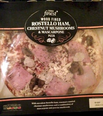 Rostello ham chestnut mushrooms & mascarpone pizza