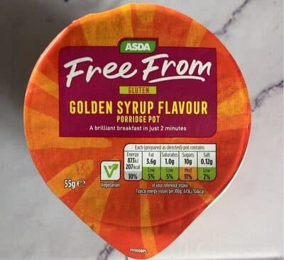 Gluten free golden syrup flavour porridge pot