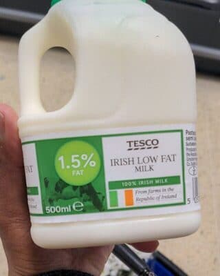 Irish low fat milk