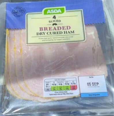 Sliced breaded dry cured ham