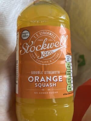 No Added Sugar Double Strength Orange Squash