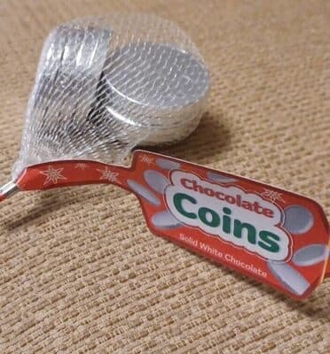Solid white chocolate coins