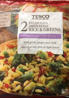 Steam bags asian style rice and greens