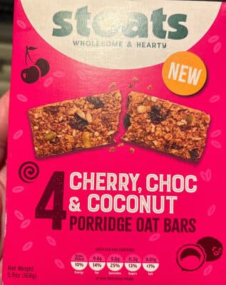 Cherry, Choc and Coconut Porridge Oat Bar