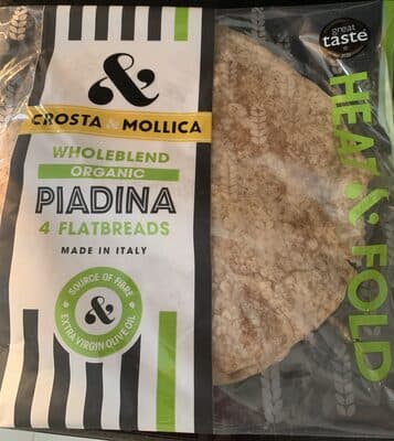 Crosta & Mollica Organic Piadina Wholeblend Flatbreads with Extra Virgin Olive Oil