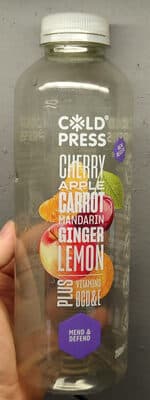 Cherry, Apple, Carrot, Mandarin, Ginger, Lemon, Plus vitamins BCD&E