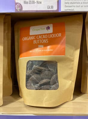 Organic cocoa liquor buttons