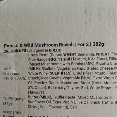 Wild mushroom ravioli