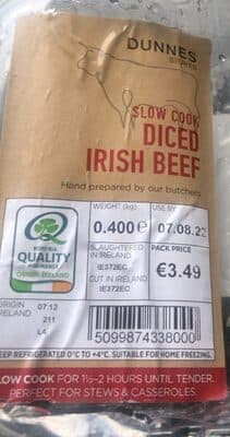 Dices irish beef