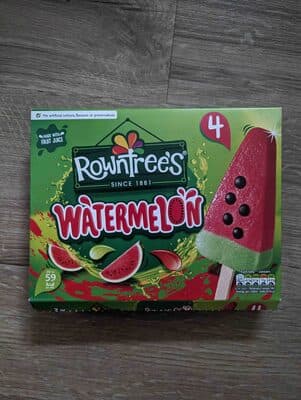 Watermelon water ice & apple water ice with chocolate flavoured pieces