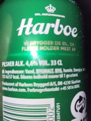 Harboe Pilsner Beer