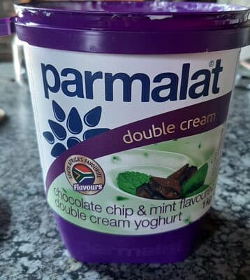 Double cream choc chip & mint flavoured yogurt
