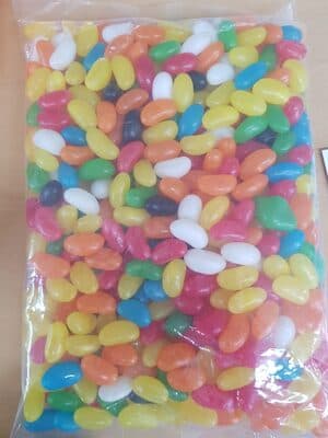 Mixed coloured jelly beans