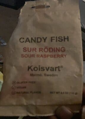 SOUR RASPBERRY CANDY FISH, SOUR RASPBERRY