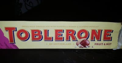 Toblerone Chocolate Tablet Fruit and Nut