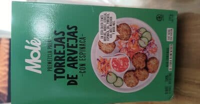 Mol torrejas de arvejas con espinaca, premezcla