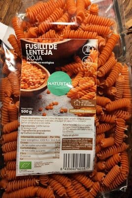 Fusilli de Lenteja Roja