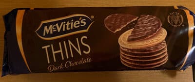 Dark Chocolate Coated Thin Biscuits With Whole Wheat Flour