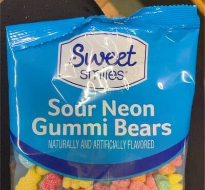 Sour neon gummy bears