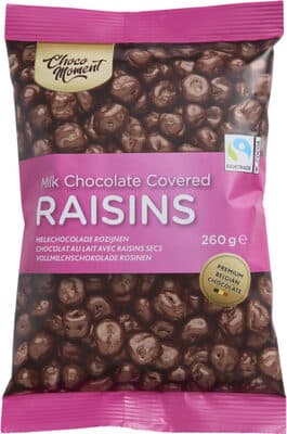 Milk chocolate covered raisins