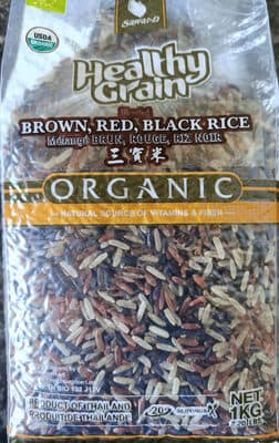 brown, red, black rice