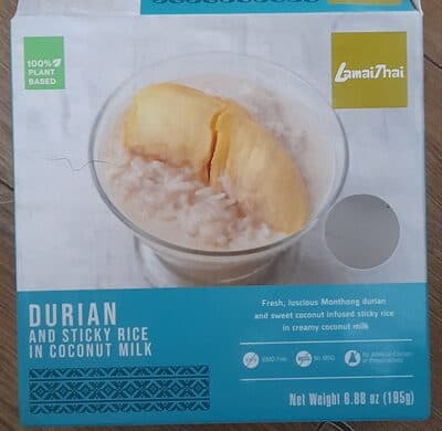 durian and sticky rice in coconut milk