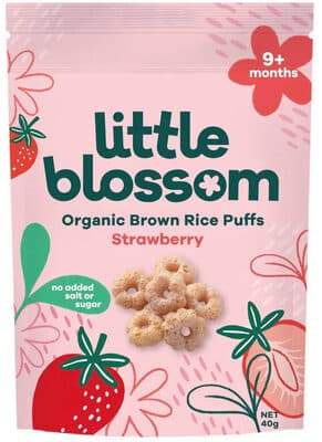 Little Blossom Organic Brown Rice Puffs | Strawberry