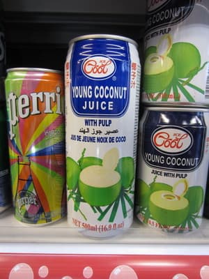 Young coconut juice drink with pulp